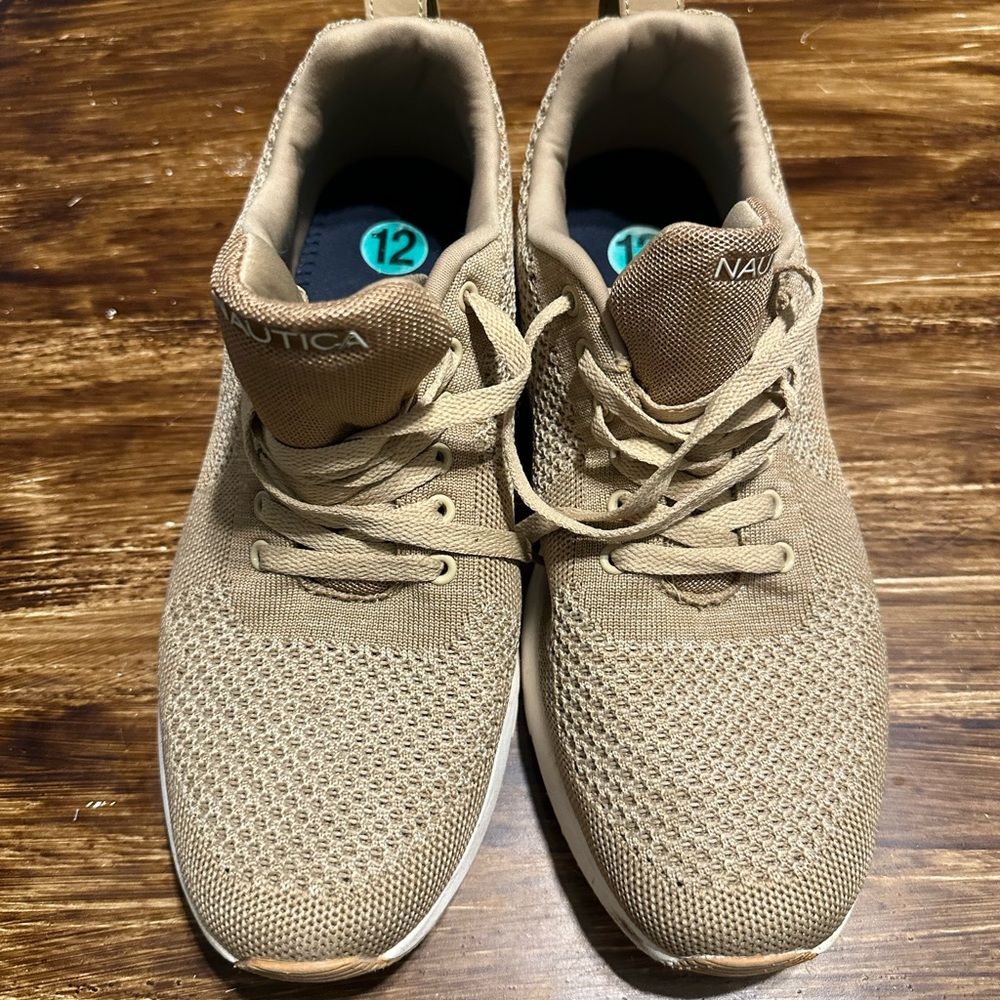 Nautica Mesh Knit Athletic Sneakers in Tan
